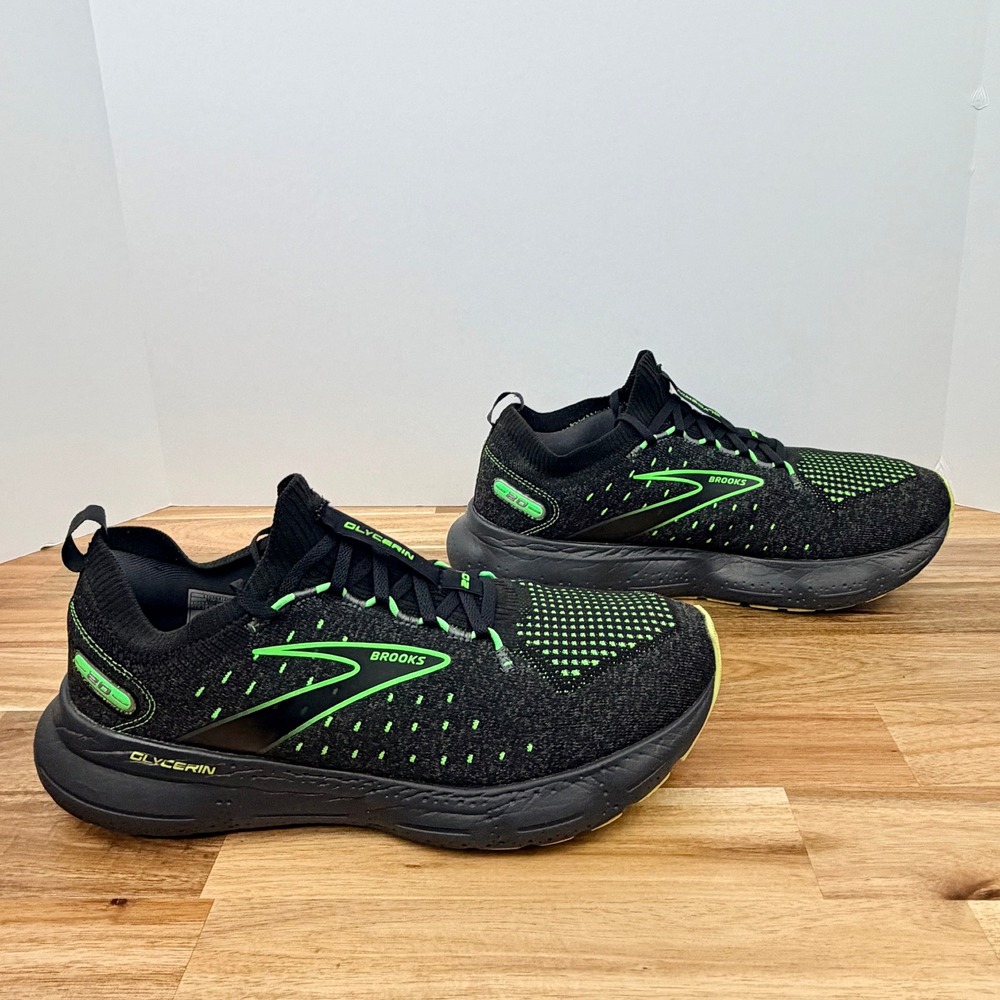 Brooks Glycerin StealthFit 20 Mens Running Shoes Black Neon Green 11.5 - Picture 7 of 9